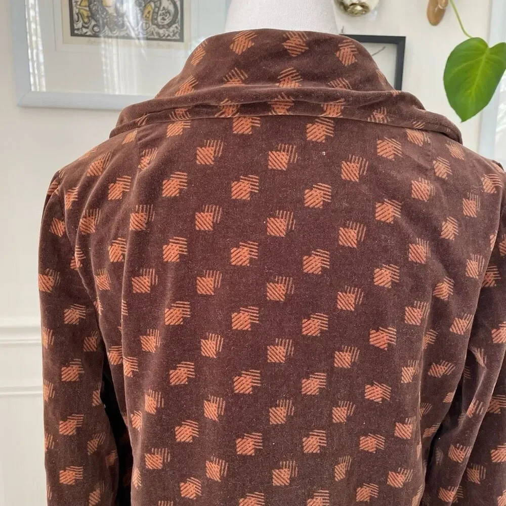 Vintage 70s Gloria Sachs Velveteen Barrymore Dagger Collar Button Blazer Jacket